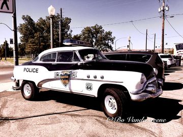 Vintage Vibes, Classic Police Car on Route 66